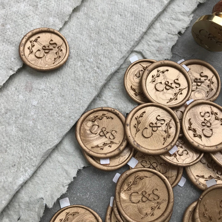 'Botanical' Monogram - Wax Seals - Atelier - Cera  Wedding monogram Wax Seal,Monogram wax seals,Wedding Monogram,Wax Sealing Kit Atelier - Cera  'Botanical' Monogram - Wax Seals